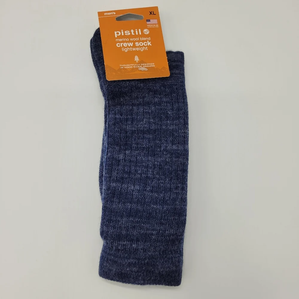 Pistil Socks Rocco Wool Blend Blue Hiking Outdoor Moisture Wicking Size XL NEW